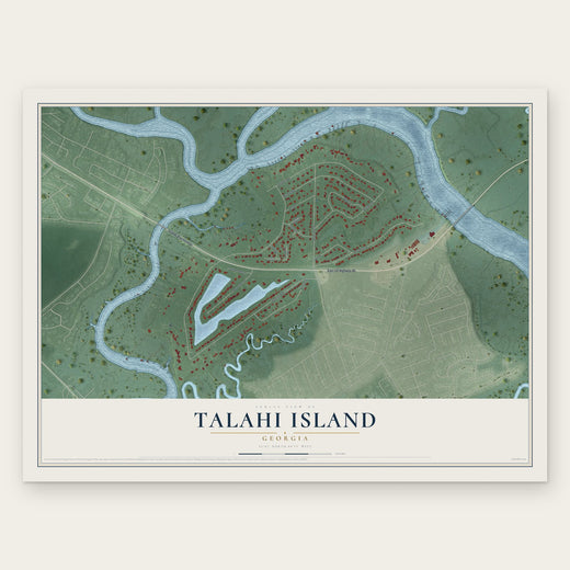 Talahi Island, Georgia map print, the full design