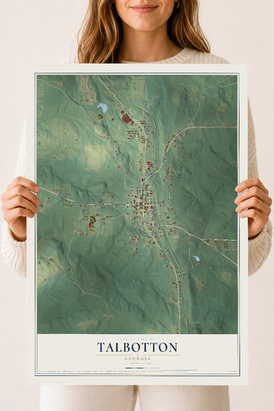 Talbotton, Georgia map print, 18" x 24" Archival Matte Print mockup