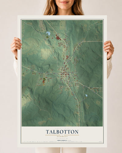 Talbotton, Georgia map print, 24" x 36" Archival Matte Print mockup
