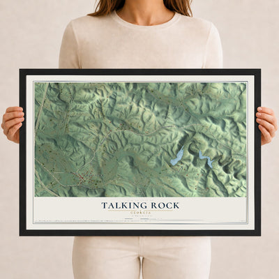 Talking Rock, Georgia map print, 12" x 18" W/ Black Ayous Wood Frame mockup