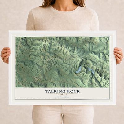 Talking Rock, Georgia map print, 12" x 18" W/ White Ayous Wood Frame mockup