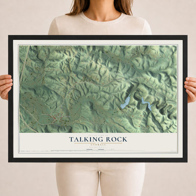 Talking Rock, Georgia map print, 18" x 24" W/ Black Ayous Wood Frame mockup
