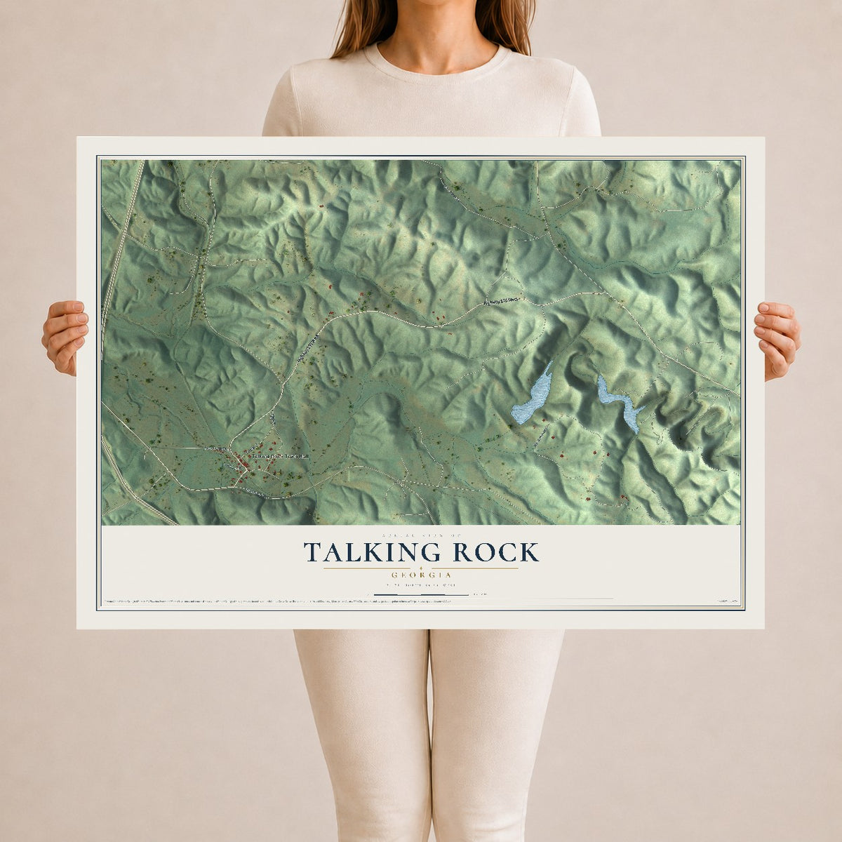 Talking Rock, Georgia map print, 24" x 36" Archival Matte Print mockup