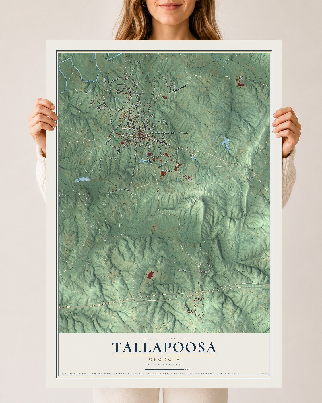 Tallapoosa, Georgia map print, 24" x 36" Archival Matte Print mockup