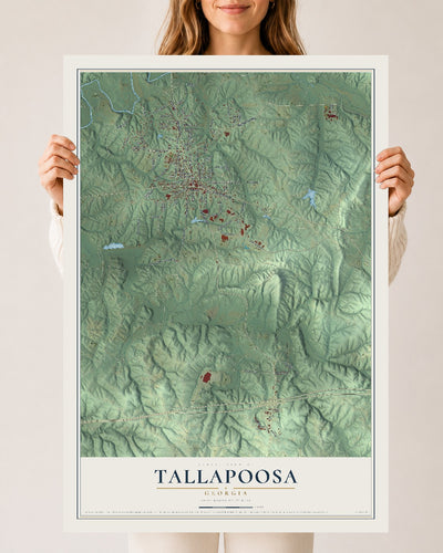 Tallapoosa, Georgia map print, 24" x 36" Archival Matte Print mockup