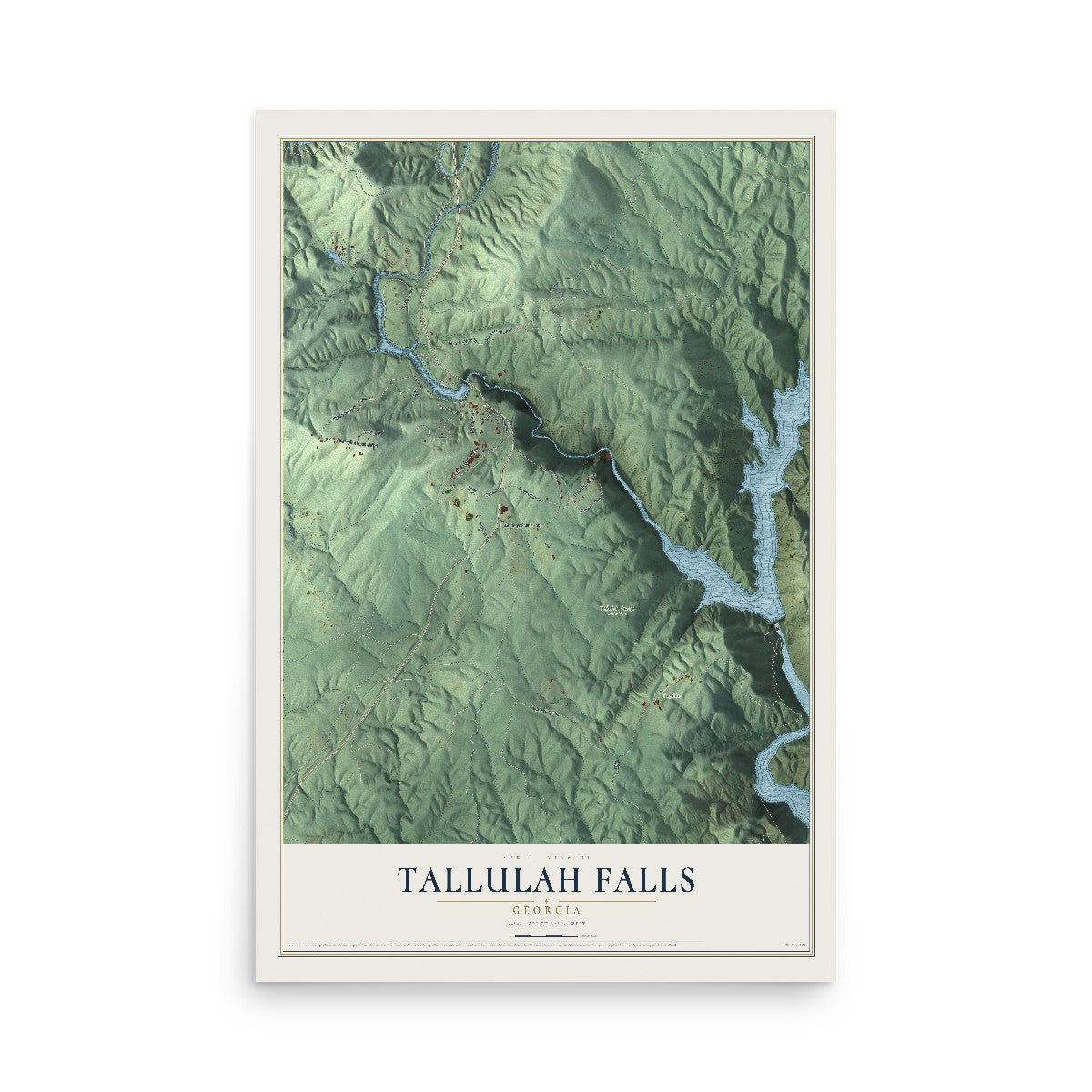Tallulah Falls, Georgia map print, 12" x 18" Archival Matte Print mockup