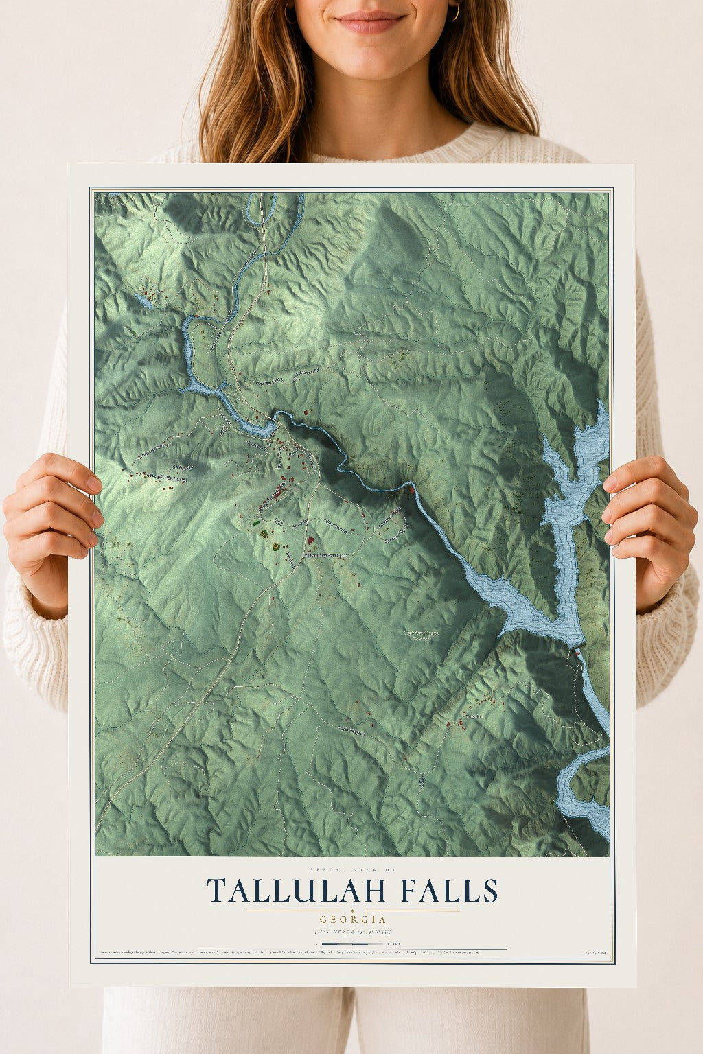 Tallulah Falls, Georgia map print, 18" x 24" Archival Matte Print mockup