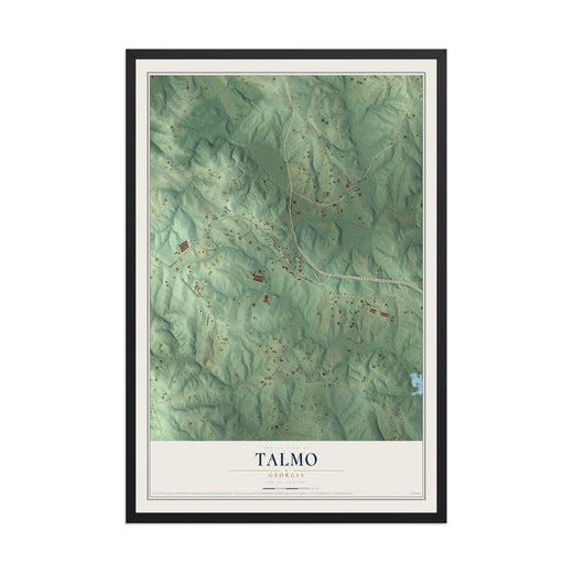 Map of Talmo, Georgia, 12 x 18 inch print in a black wood frame