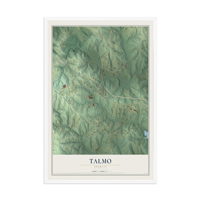 Talmo, Georgia map print, 12" x 18" W/ White Ayous Wood Frame mockup