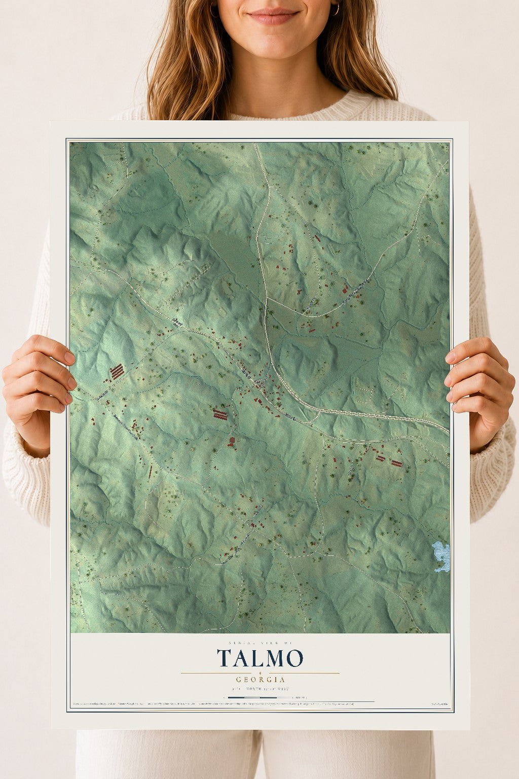 Talmo, Georgia map print, 18" x 24" Archival Matte Print mockup
