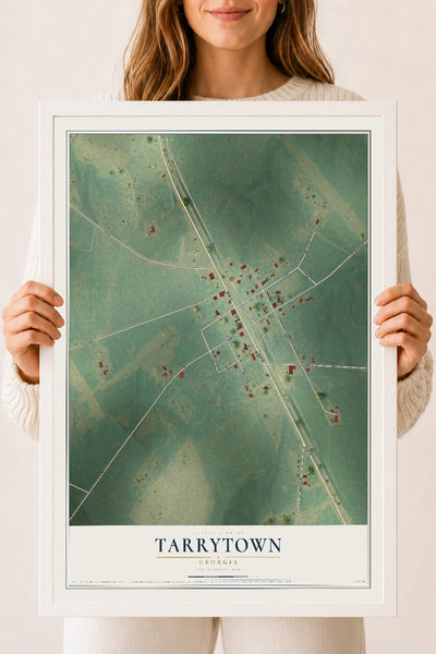 Tarrytown, Georgia map print, 18" x 24" W/ White Ayous Wood Frame mockup