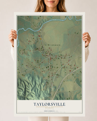 Taylorsville, Georgia map print, 24" x 36" Archival Matte Print mockup