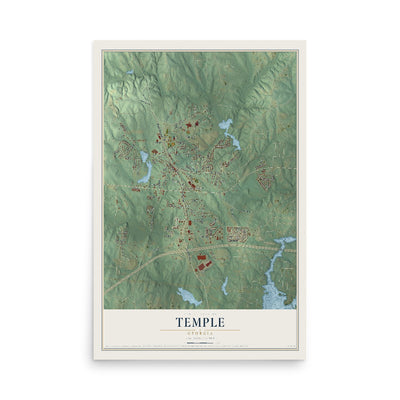Temple, Georgia map print, 12" x 18" Archival Matte Print mockup