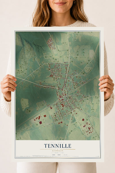Tennille, Georgia map print, 18" x 24" Archival Matte Print mockup