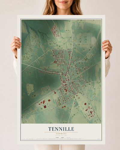 Tennille, Georgia map print, 24" x 36" Archival Matte Print mockup