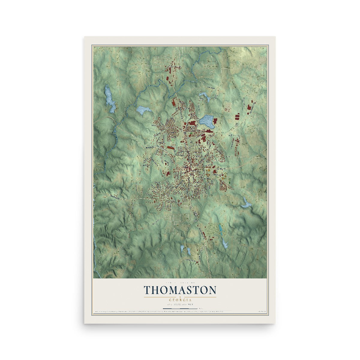 Thomaston, Georgia map print, 12" x 18" Archival Matte Print mockup