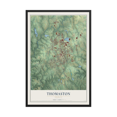 Thomaston, Georgia map print, 12" x 18" W/ Black Ayous Wood Frame mockup