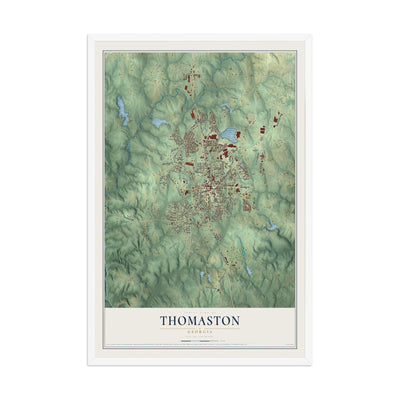 Thomaston, Georgia map print, 12" x 18" W/ White Ayous Wood Frame mockup