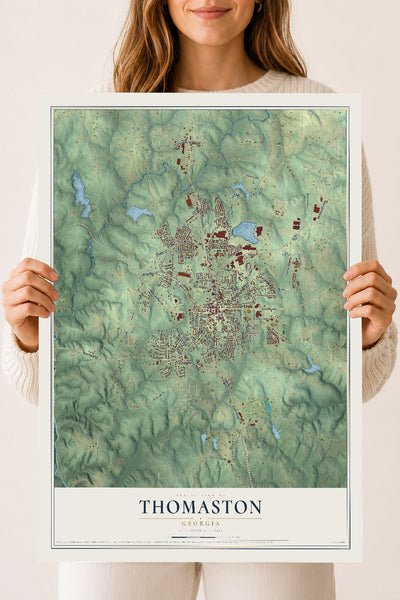 Thomaston, Georgia map print, 18" x 24" Archival Matte Print mockup