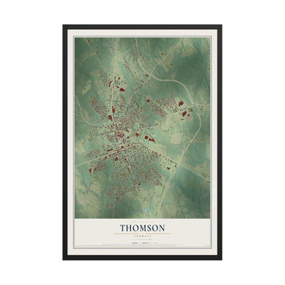 Thomson, Georgia map print, 12" x 18" W/ Black Ayous Wood Frame mockup