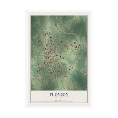 Thomson, Georgia map print, 12" x 18" W/ White Ayous Wood Frame mockup