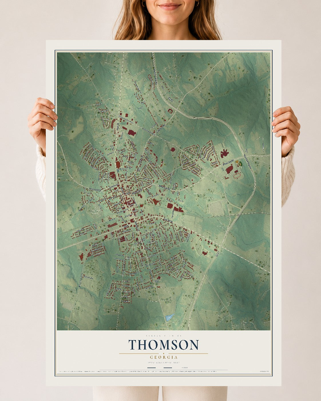 Thomson, Georgia map print, 24" x 36" Archival Matte Print mockup