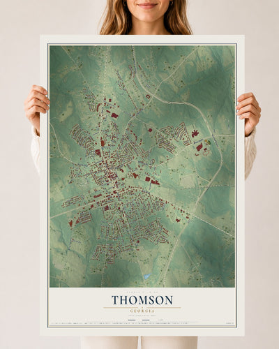 Thomson, Georgia map print, 24" x 36" Archival Matte Print mockup