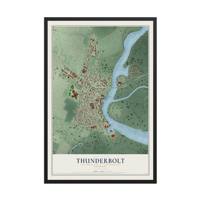 Thunderbolt, Georgia map print, 12" x 18" W/ Black Ayous Wood Frame mockup
