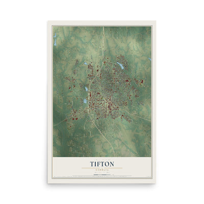 Tifton, Georgia map print, 12" x 18" Archival Matte Print mockup