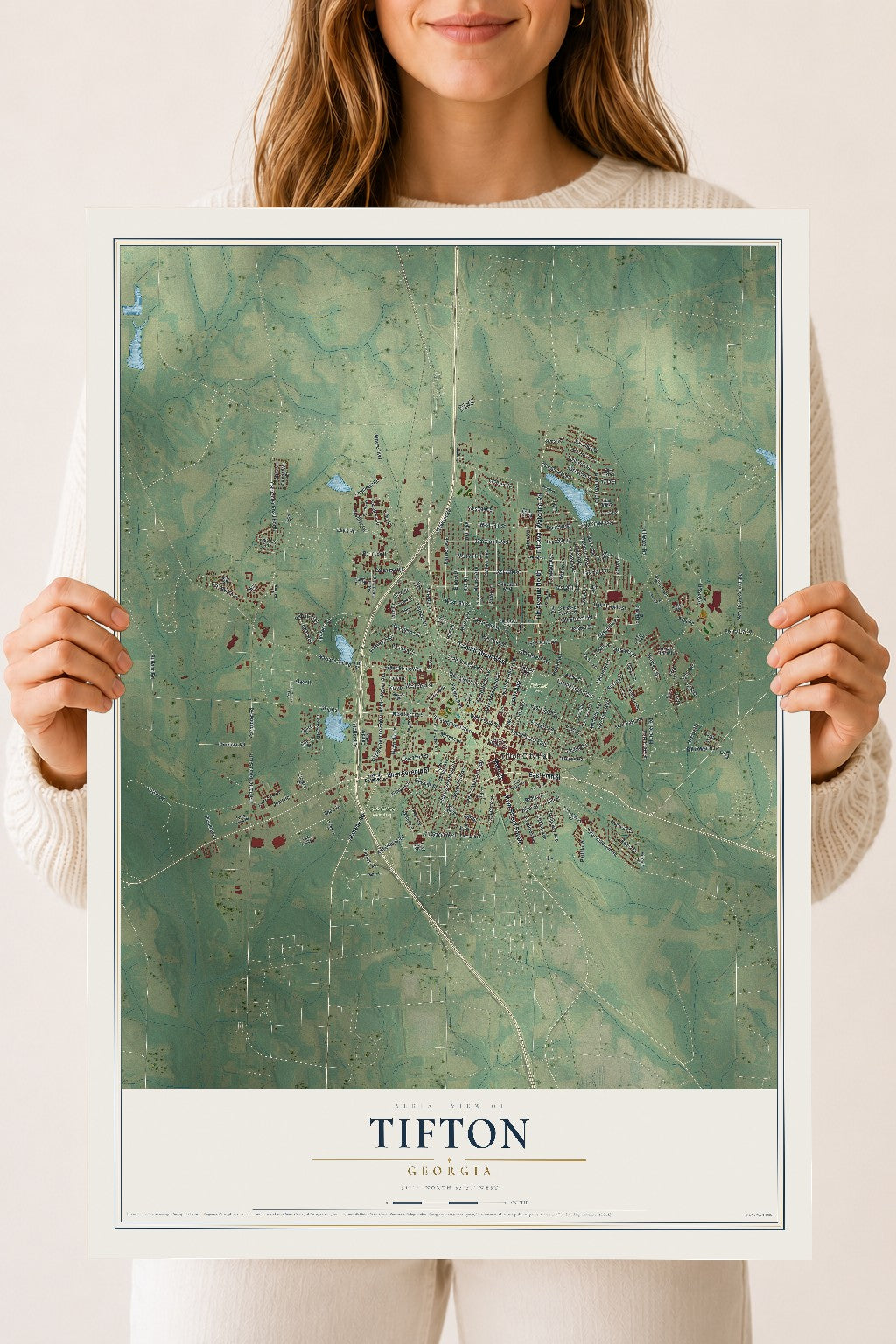 Tifton, Georgia map print, 18" x 24" Archival Matte Print mockup