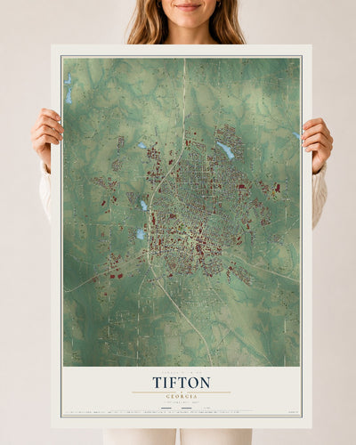Tifton, Georgia map print, 24" x 36" Archival Matte Print mockup