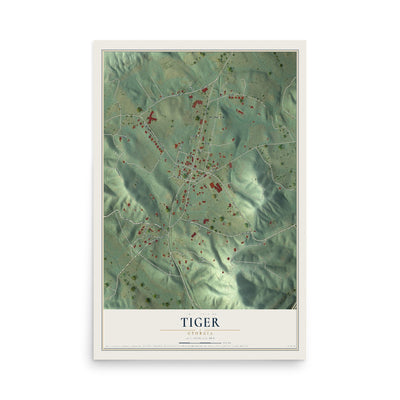 Tiger, Georgia map print, 12" x 18" Archival Matte Print mockup