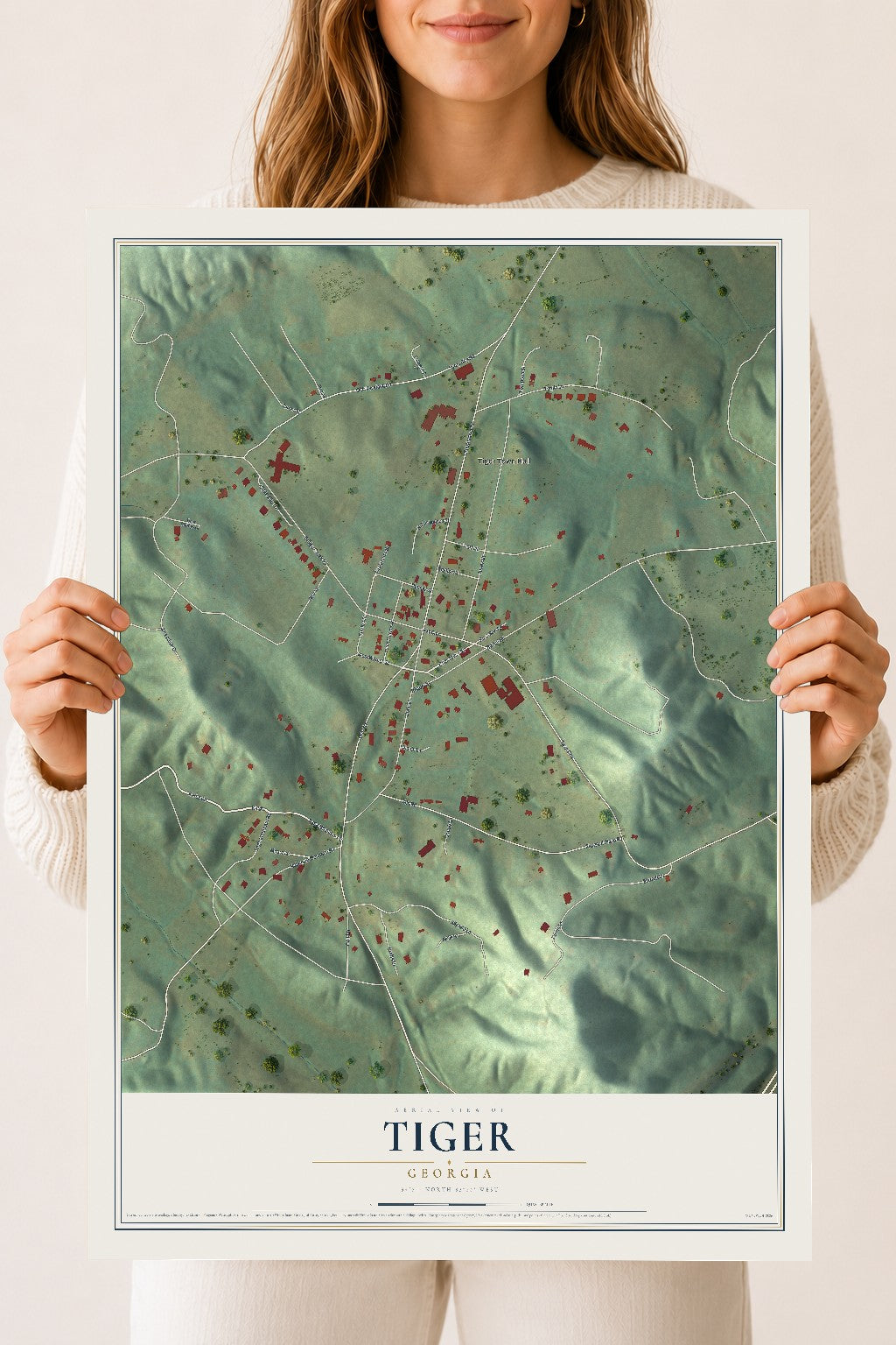 Tiger, Georgia map print, 18" x 24" Archival Matte Print mockup