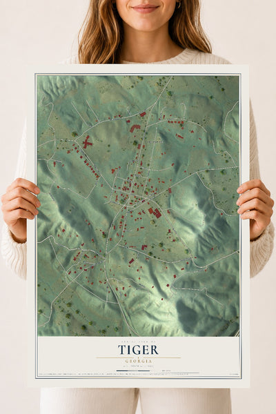 Tiger, Georgia map print, 18" x 24" Archival Matte Print mockup