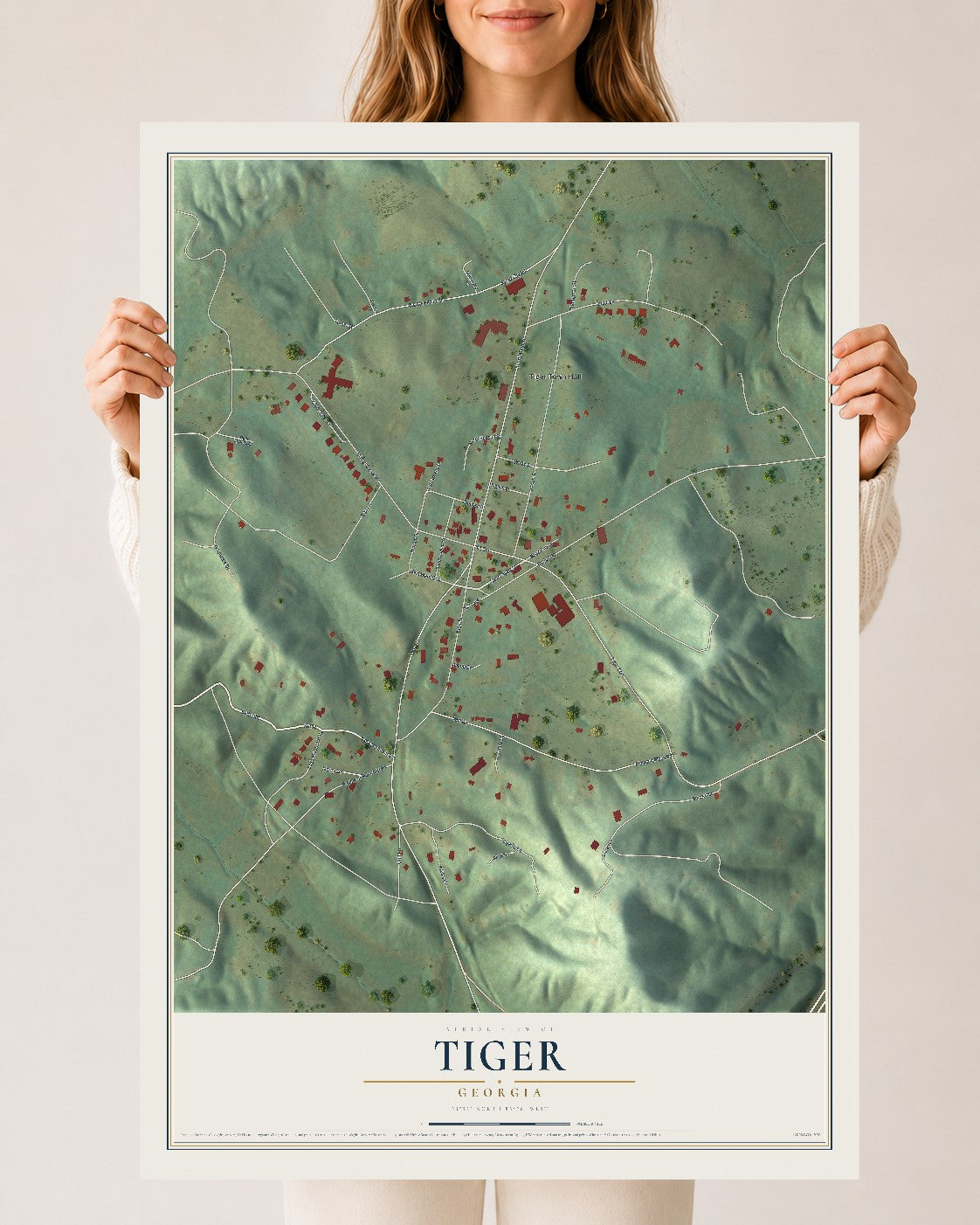 Tiger, Georgia map print, 24" x 36" Archival Matte Print mockup