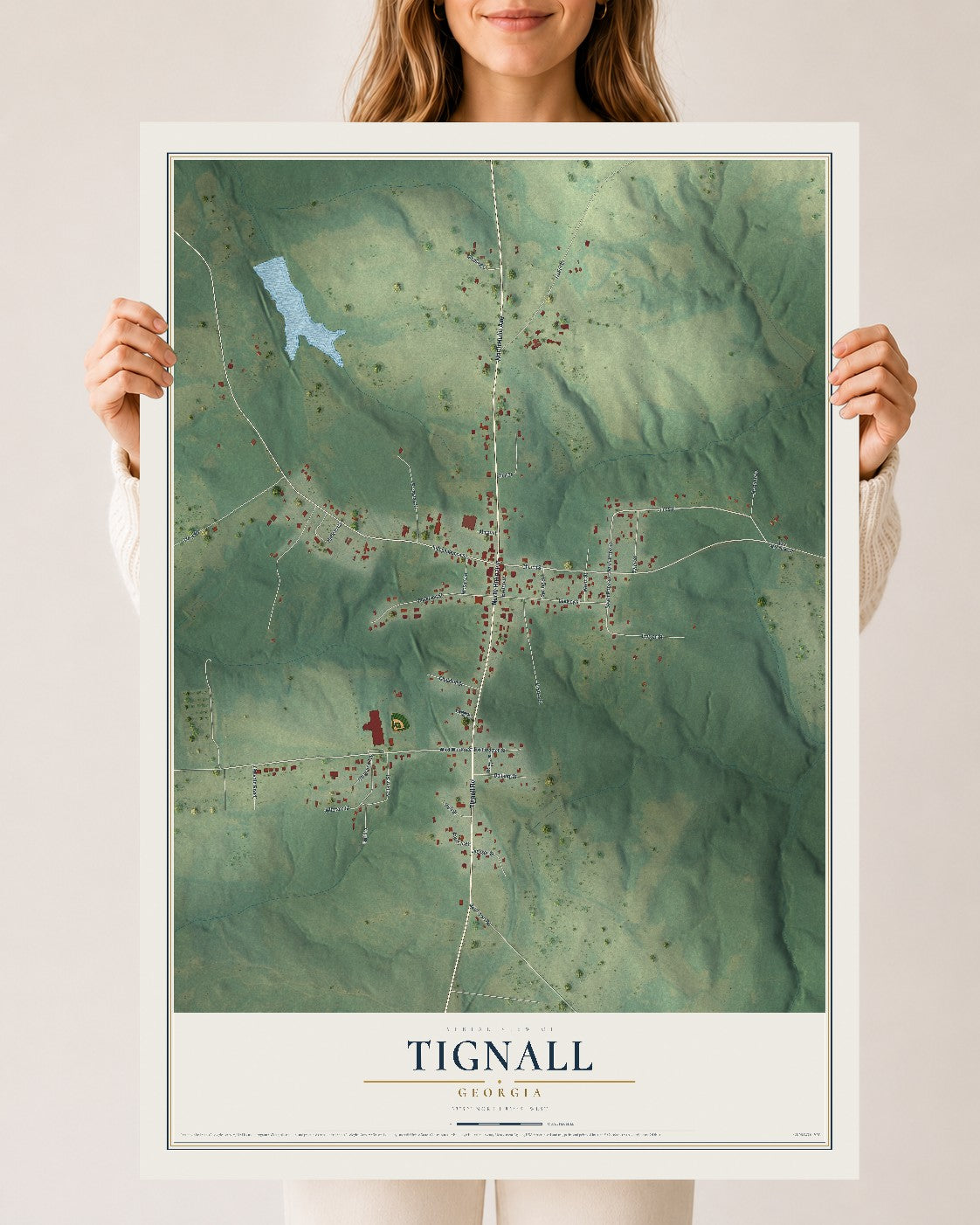 Tignall, Georgia map print, 24" x 36" Archival Matte Print mockup