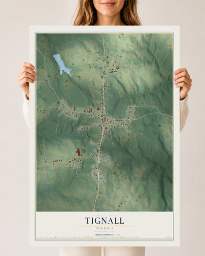 Tignall, Georgia map print, 24" x 36" Archival Matte Print mockup