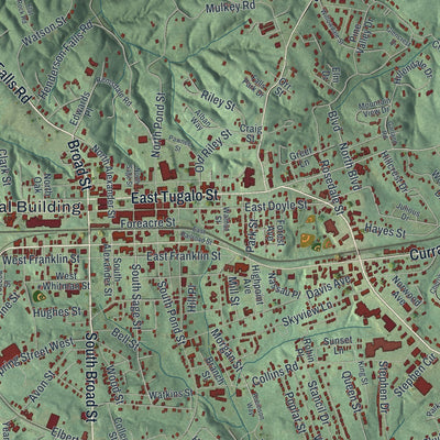 Close-up 1 of the Toccoa, Georgia map artwork