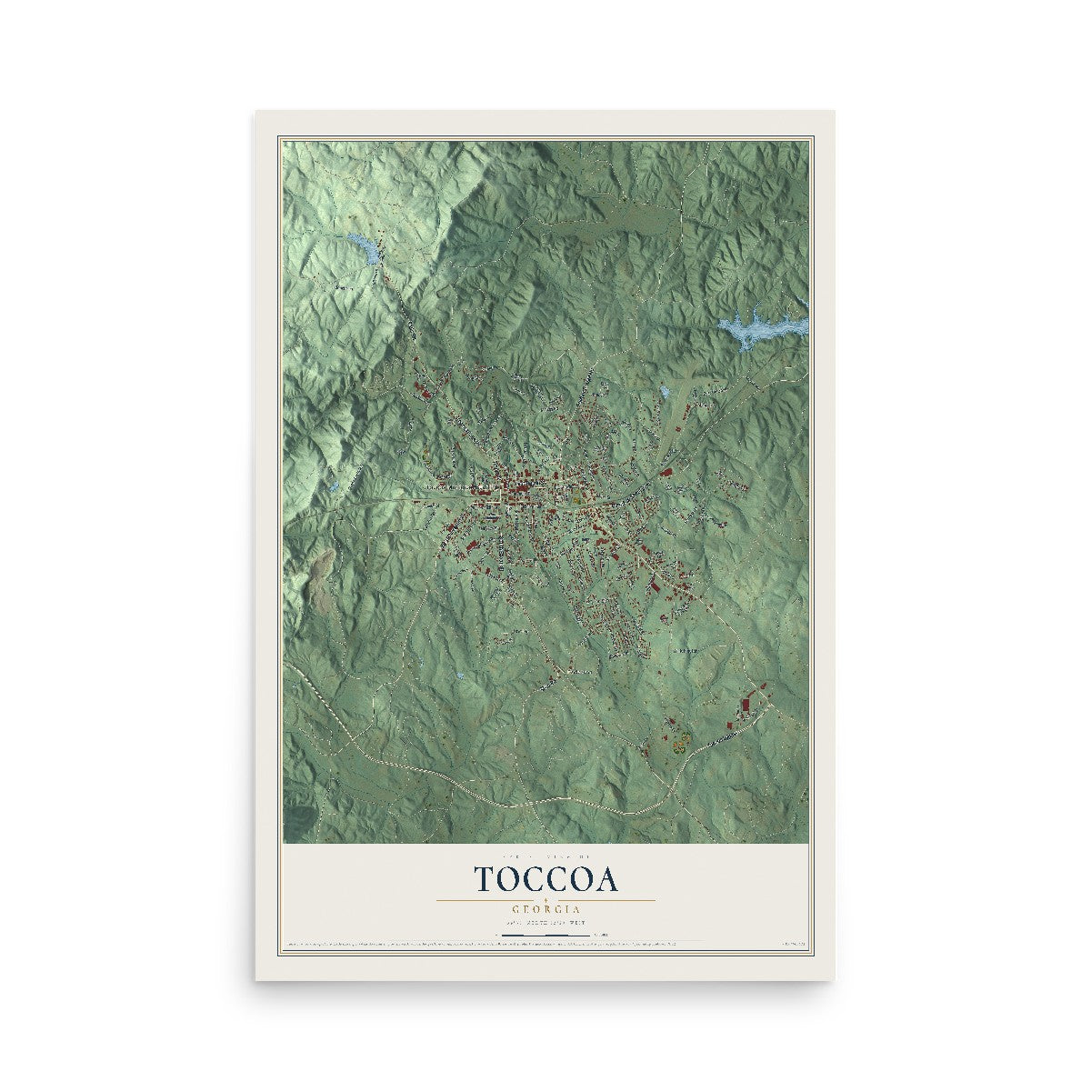 Toccoa, Georgia map print, 12" x 18" Archival Matte Print mockup
