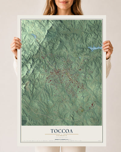 Toccoa, Georgia map print, 24" x 36" Archival Matte Print mockup