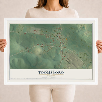 Toomsboro, Georgia map print, 18" x 24" W/ White Ayous Wood Frame mockup