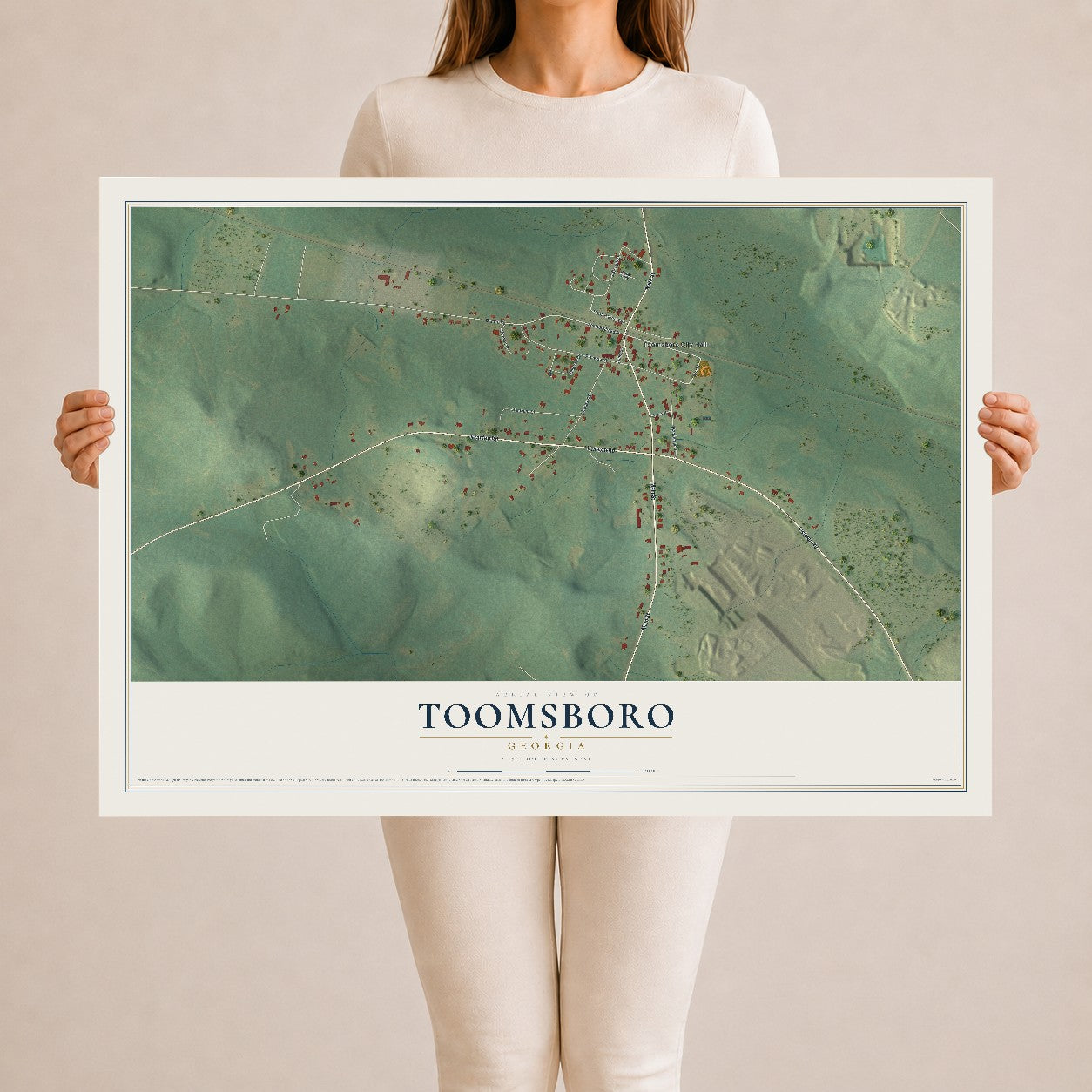 Toomsboro, Georgia map print, 24" x 36" Archival Matte Print mockup