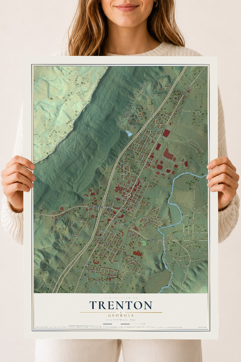 Trenton, Georgia map print, 18" x 24" Archival Matte Print mockup