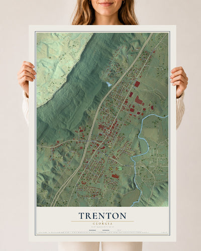 Trenton, Georgia map print, 24" x 36" Archival Matte Print mockup
