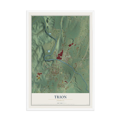 Trion, Georgia map print, 12" x 18" W/ White Ayous Wood Frame mockup