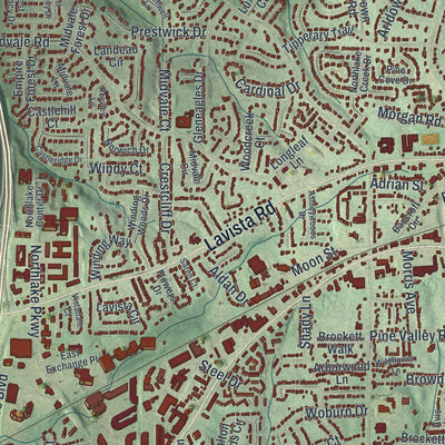 Close-up 1 of the Tucker, Georgia map artwork