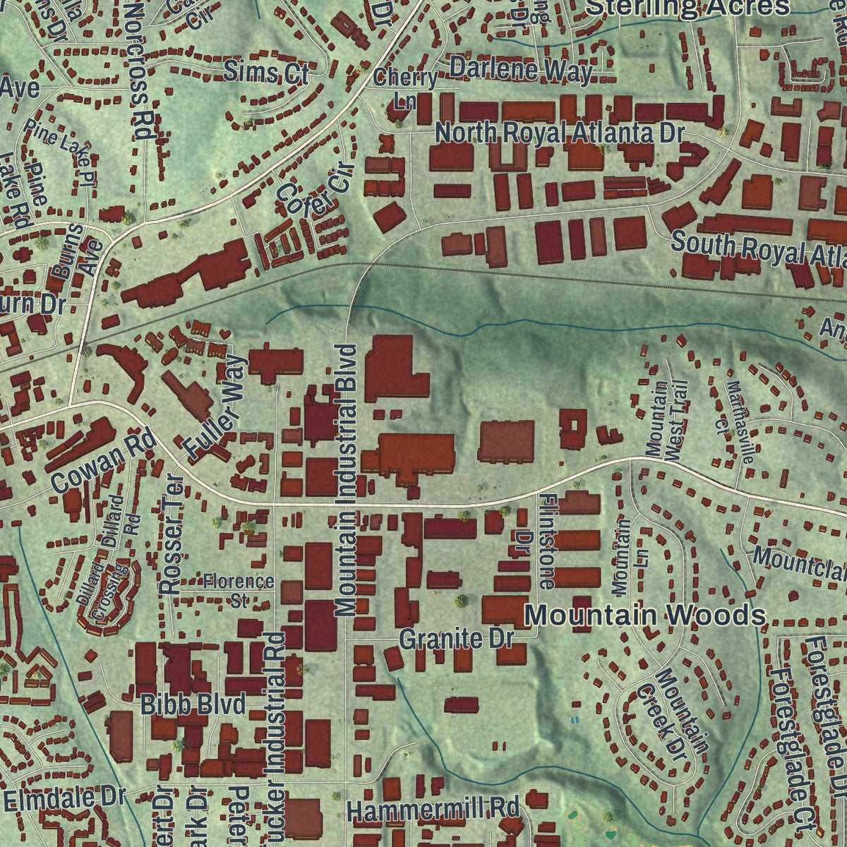 Close-up 2 of the Tucker, Georgia map artwork