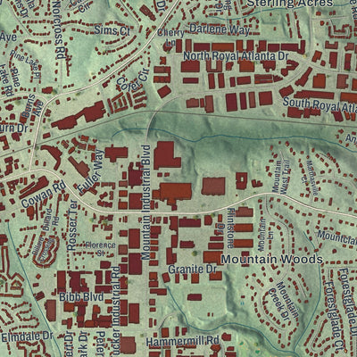 Close-up 2 of the Tucker, Georgia map artwork
