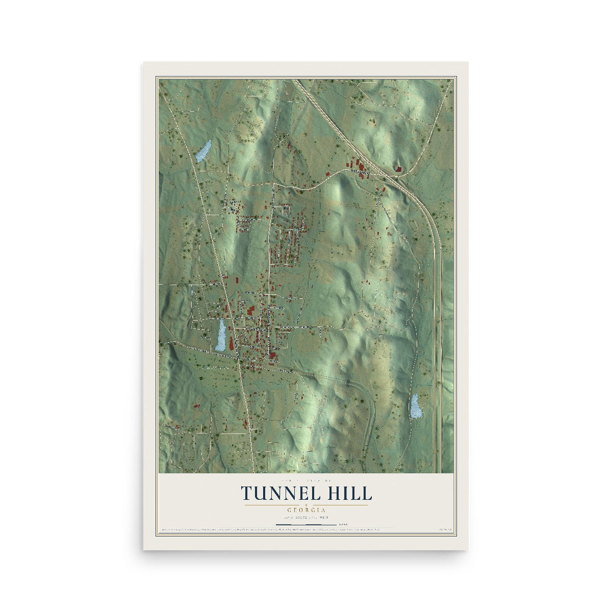 Tunnel Hill, Georgia map print, 12" x 18" Archival Matte Print mockup