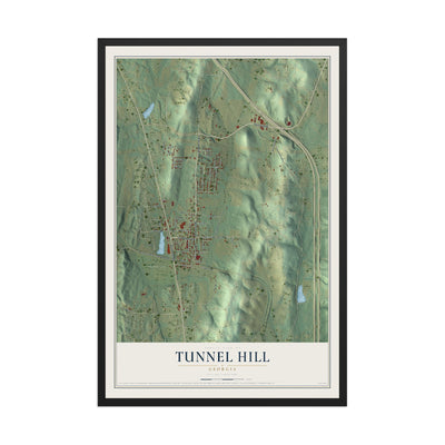 Tunnel Hill, Georgia map print, 12" x 18" W/ Black Ayous Wood Frame mockup